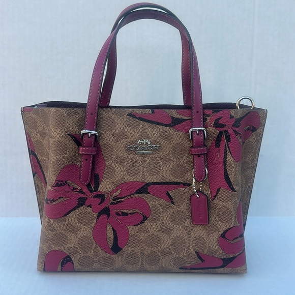 New COACH Mollie Tote Bag 25 In Signature Canvas With Bow Print - Picture 1 of 13